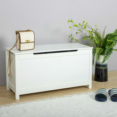 Wooden Toy Box w/ Safety Hinged Lid Storage Bench Home