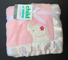 NWT Carter's Child of Mine Elephant Girl's Pink Plush Blanket Satin VHTF RARE