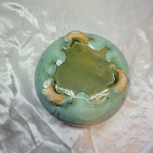 Vintage Blue Green Majolica Style Frog Planter W/5 Frogs On Rim And 3 Feet Base - Picture 6 of 11