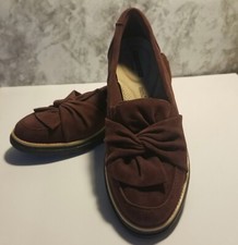 CLARKS Womens Shoes Size 6.5 Sharon Dasher Suede Loafer Bordeaux Burgundy Flats