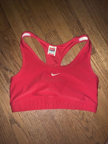 NIKE Team RED White Logo Razorback Sports Yoga Running Bras Size XL ❤️tb90