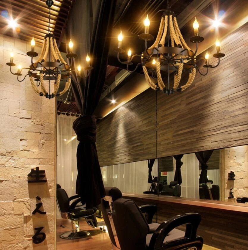 Vintage Retro Hemp Rope Pendant Lamp Industrial Loft Rustic Wall Light Sconce  - Image 4 of 4