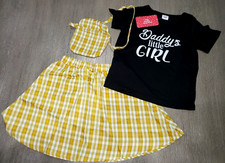 girls NEW NWT DADDY'S GIRL SHIRT SKIRT TOP PURSE 3 PC SET size 4/5 PLAID cute