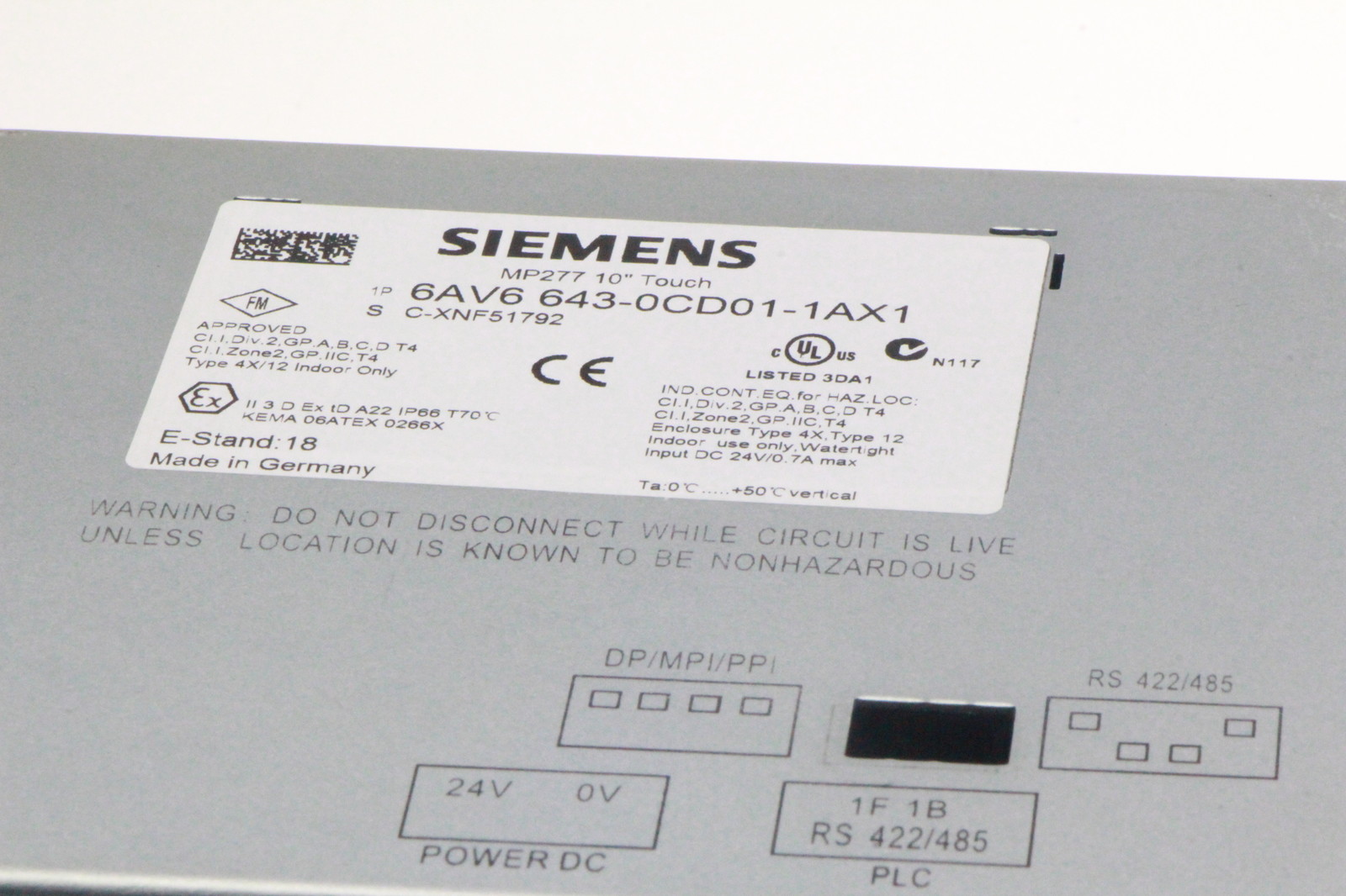 NEW SIEMENS MP 277 TOUCH PANEL 6AV6643-0CD01-1AX1 6AV6 643-0CD01-1AX1 ...