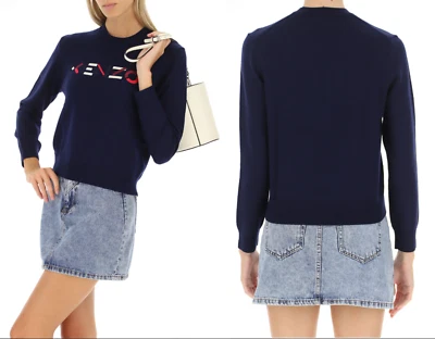 KENZO Brodé Multicolore Logo Pull Sweat Pull en Tricot L - Photo 1/4