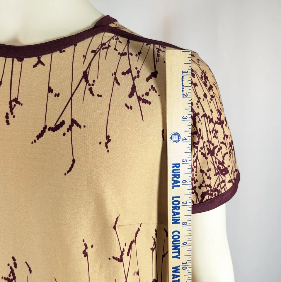 Vintage 80s CUE FASHIONS Dress Plus Size 2X maroon tan 18 1/2 retro womens - Image 4 of 4