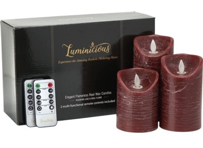 Luminicious Flameless Candles Flickering LED Battery Operated Maroon