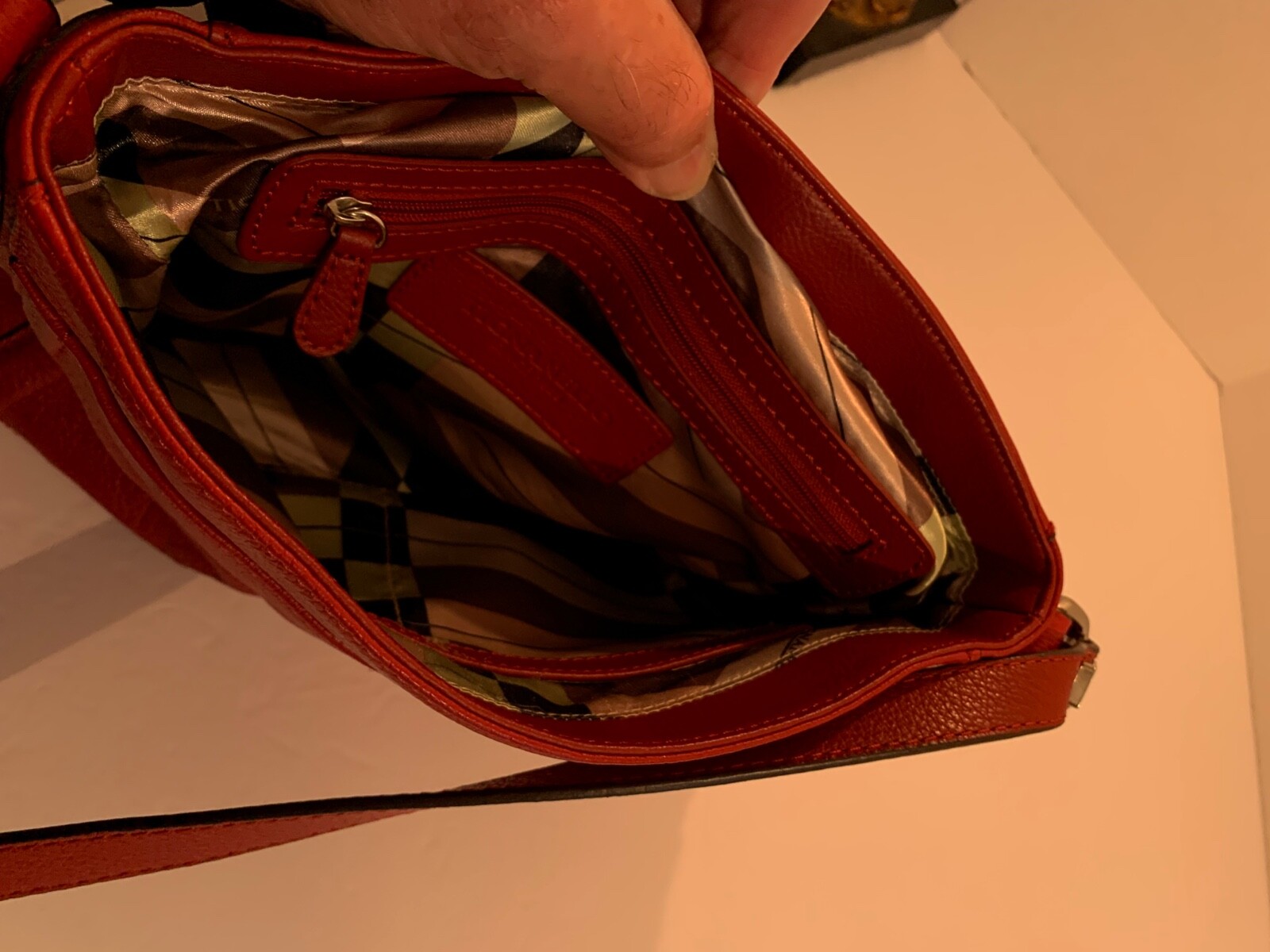 Tignanello Ruby Red Pebbled Leather Crossbody Str… - image 9