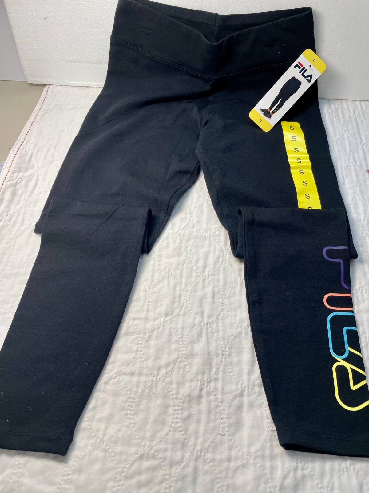 Leggings donna Fila donna taglia small nuovi con etichetta nero lunghezza caviglia