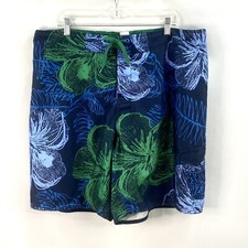 Joe Boxer Swim Board Shorts Trunks Men's Size XL Blue Floral Tie Waist Lined