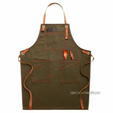 Unisex Denim Bib Aprons Barista Painting Kitchen Cooking Restaurant Worker Apron