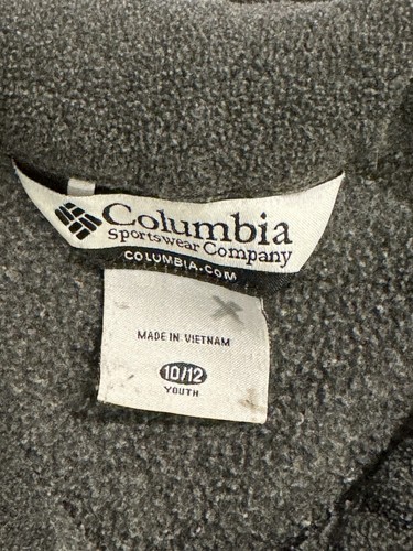 Youths Sz 10-12 Columbia Fleece Jacket Full Zip Dark Grey Collared & Zip Pockets - Picture 6 of 6