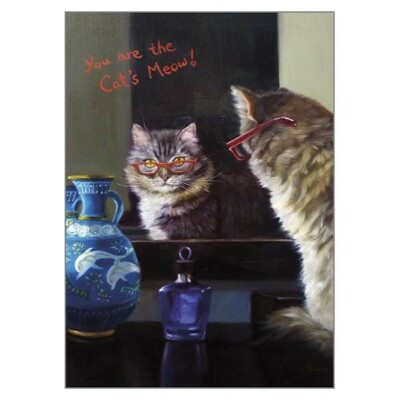 You Are The Cat's Meow  - cat themed card, blank, by artist Lucia Hefferman