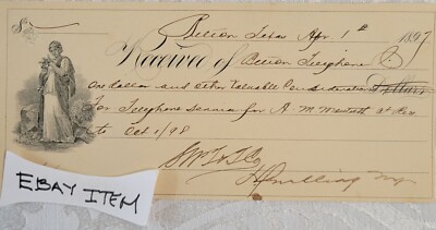 1897 BELTON TEXAS  Bank Check  BELTON TELEPHONE A.M. MONTTIETH SIGNED
