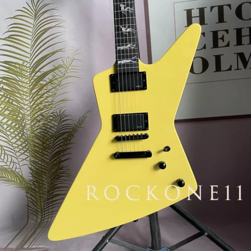 Cream White Explorer Electric Guitar Black Rosewood Fretboard HH Pickups Chrome