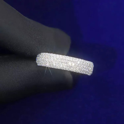 3 kt Rundschliff Cluster Hip-Hop für Herren Moissanit Ring in 14 K Weißgold vergoldet