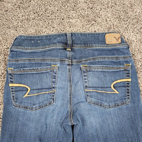 American Eagle Jeans Women 0 Boot Cut Kick Low Rise Dark Wash Stretch 23x31 - Picture 9 of 13
