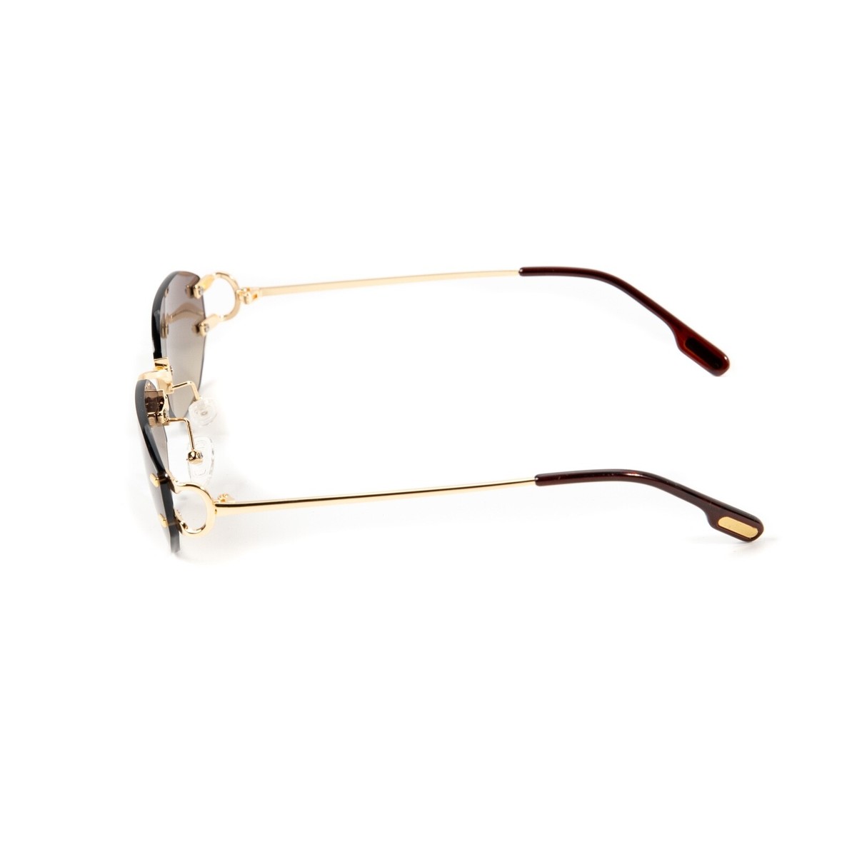 Men's Gold Frame Rimless Orange Peach Gradient Tint Hip Hop Buffs Sunglasses