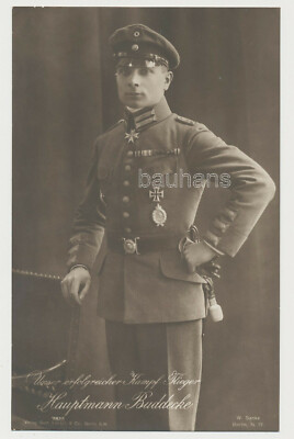 AK Flieger Pilot Hauptmann Hans-Joachim Buddecke Pour le Merite (1093x)