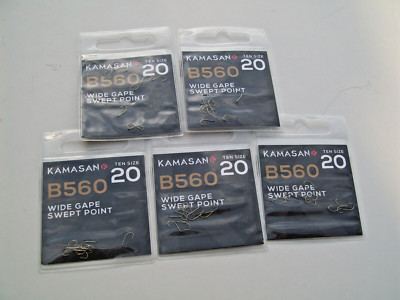 50 x Kamasan B560 Micro Barb Spade End Hooks Size 20. Perfect All Round Hook.
