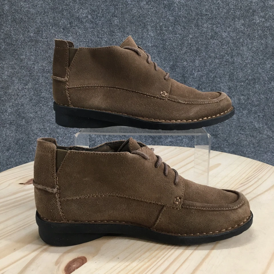 Clarks Collection Botas Mujer 7.5 Ancho Nikki Chukka Marrón Gamuza Cuero Con Cordones Foto 2 de 4