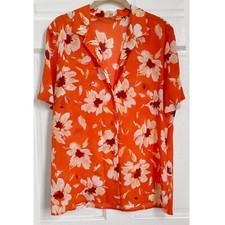 Vintage Hawaiian Shirt Flowy Button Up Down S...