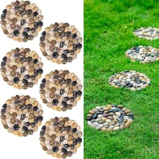 STEPPING STONES River Rock Pavers Pebbles for Garden Hexagon Set of 6