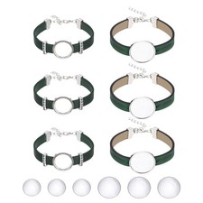 Bracelet Blanks for Jewelry Making 6pcs 18/25mm Green/Silver