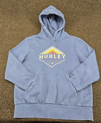 Hurley Hoodie Sweatshirt Medium Blue Grahpic Surf Skate Soft