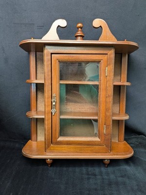 Vtg Mini Wall Hanging Knick Knack Curio Display Cabinet Glass Door