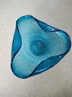 Vintage Blown Glass Bowl Blue Murano Bullicante Bubble Bowl
