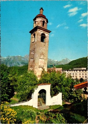 St Moritz Switzerland The Oblique Tower And The Kulm Hotel Tower Postcard