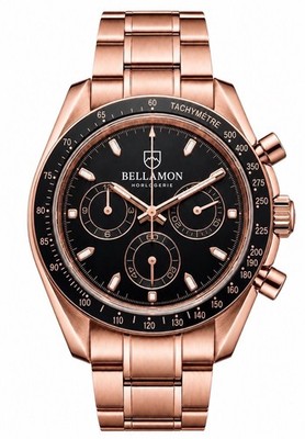 Bellamon Chronos Rose Gold Automatic Black Dial Steel Watch 40mm