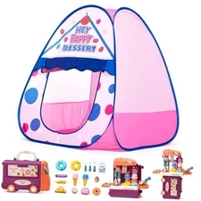 Kids Play Tent, Pop Up Play Tent with Complete Toy Set, Play Toys Dessert Theme