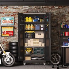 Metal Storage Cabinet for Garage, Office, Home, Classroom, Assemble Req. Black 