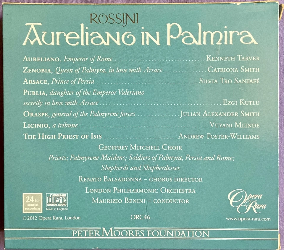 Rossini: Aureliano in Palmira - Maurizio Benini 3 CD Box Set 2012 Opera Rara - Image 2 of 4