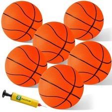Shindel 6PCS Mini Basketballs, 4.7 inches Inflatable Rubber Small, Orange
