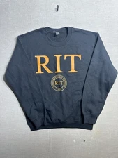 NWOT - RIT Logo Sweatshirt Crewneck Gildan Small Navy Blue Pullover