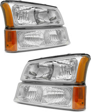 2003-06 Silverado Avalanche 1500 2500 3500 Headlight Assembly Pair  Compatible