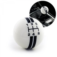 Black Rally Stripe 5 Speed Shift Pattern Ivory Shift Knob With M16x1.5 Insert