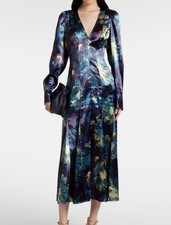 Ulla Johnson Azrou floral satin midi dress 4 NWT $889