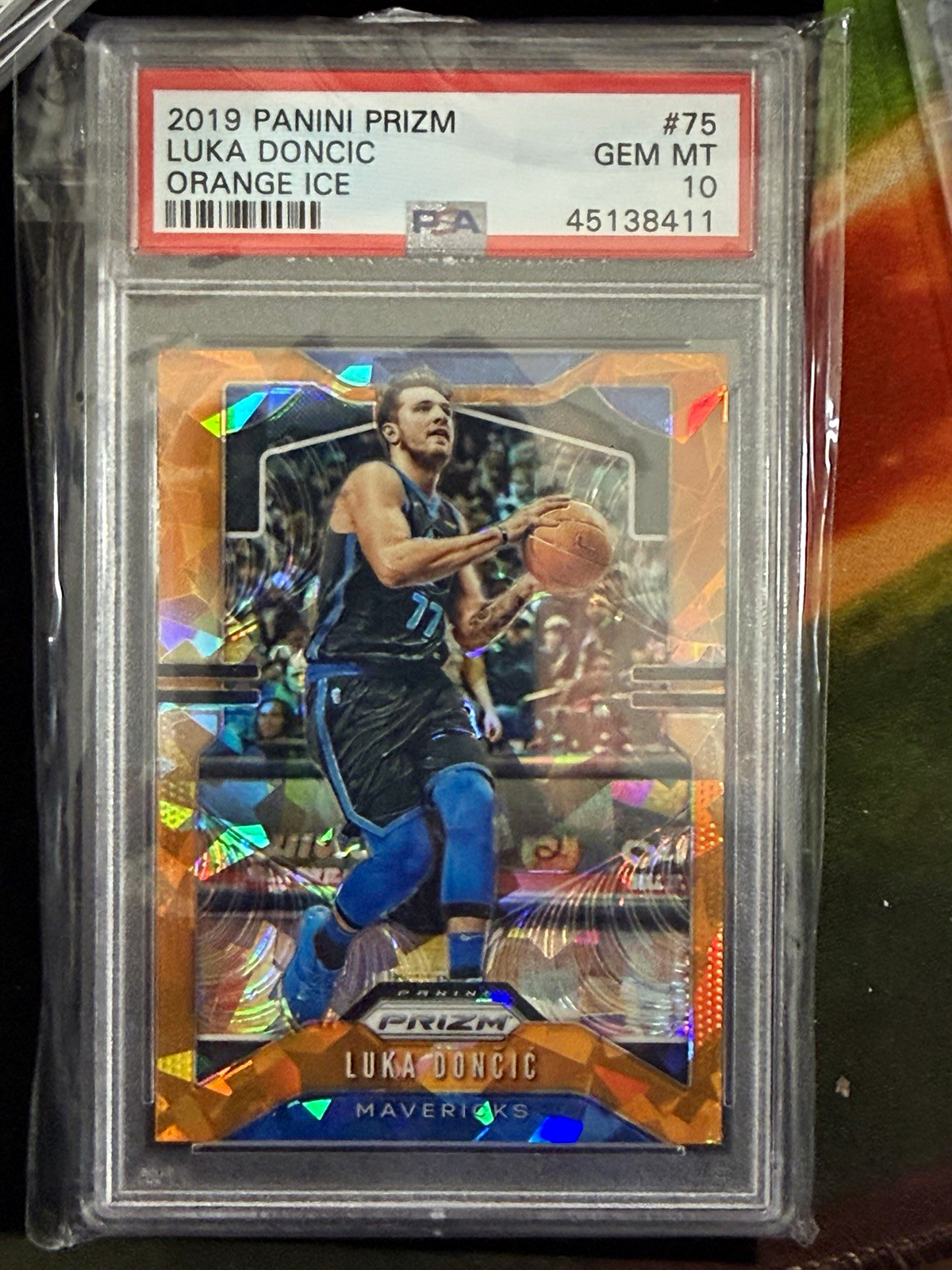 Panini 2019 Prizm Luka Doncic Dallas Mavericks Orange Ice #75 PSA 10