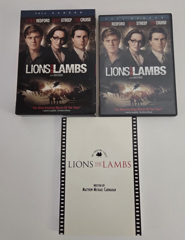 Lions for Lambs (DVD, 2009) Full Screen DVD with The Shooting Script