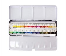 MUNGYO Professional Half Pan Size Water Colors Set in Tin Case/Integral Mixing