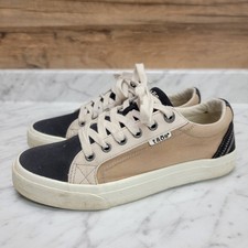 Taos Plim Soul Women's sz 8 Black Tan Canvas Lace-Up Low Top Sneakers Comfort