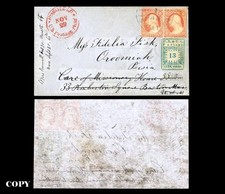 HAWAII, 1852,RARE COVER HAWAIIAN MISSIONARIES 13c Blue, H.I. & U.S. POSTAGE.COPY