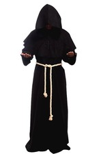 Medieval Priest Monk Robe Hooded Cloak Wizard Sorcerer Cape Large,Black Robe