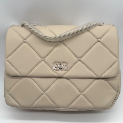 Gilda Paris Large Quilted Handbag light tan. Designer Purse- small blemish