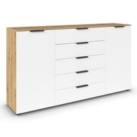 Kommode - Artisan Eiche - Alpinweiß - Graphitgriffe - 180 Cm Sideboard Kommode