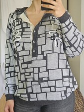 Strickpullover Pullover Vintage Santas Grau Oversize Pulli Cardigan Sweater 90s